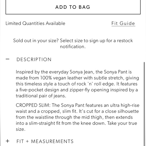 NEW Anine Bing Sonya Pant Black Faux Leather Slim Straight Fit Leg Trouser size - Picture 3 of 16